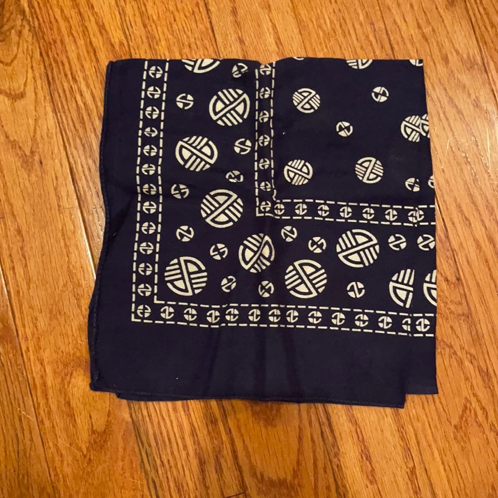 Navy Patterned Cotton Pocket Square